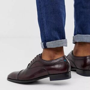 Ted Baker London Fually Burgundy Genuine Leather Lace Up Dress Shoes